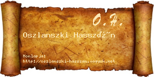 Oszlanszki Hasszán névjegykártya